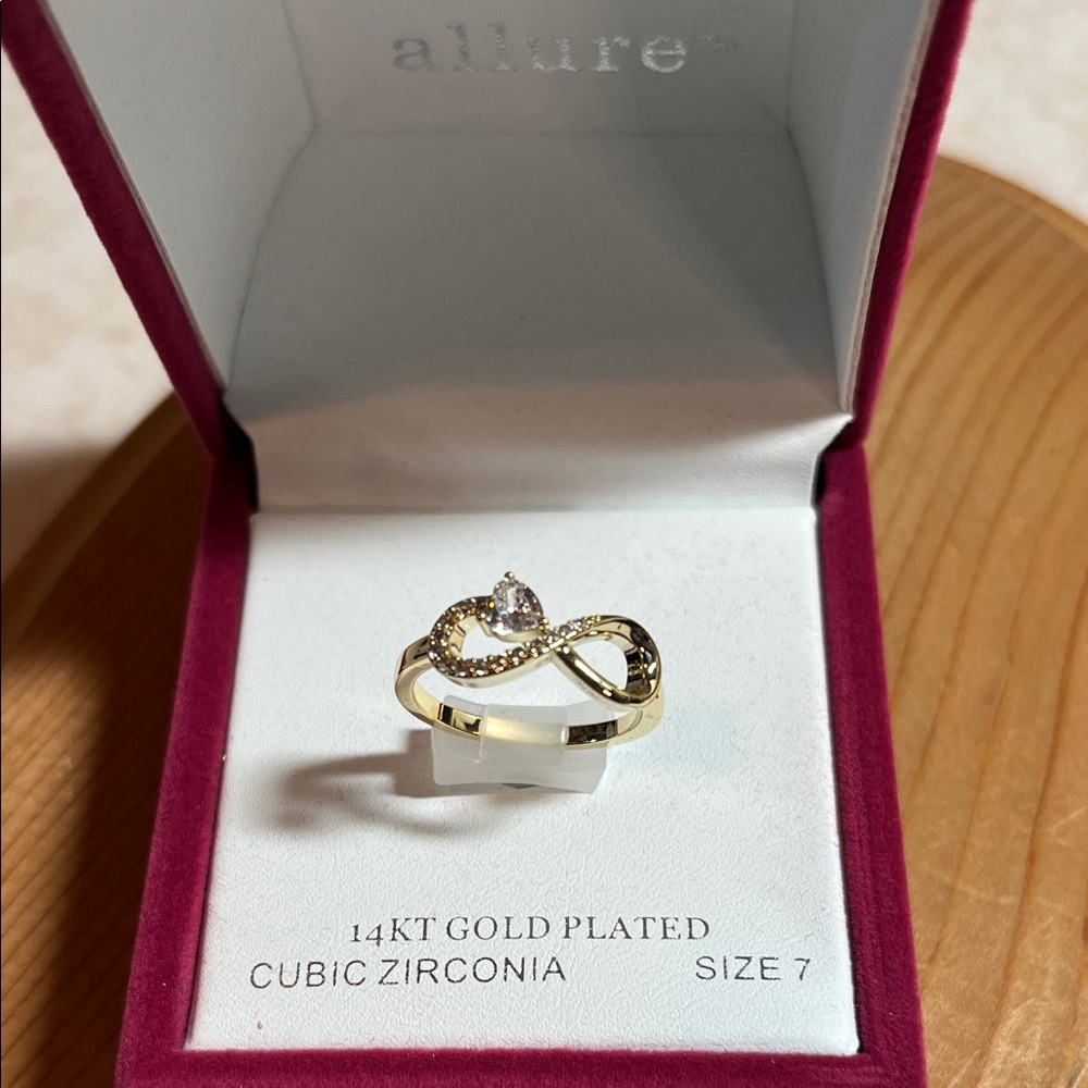 Allure Gold-Plated Infinity Ring with Cubic Zirconia